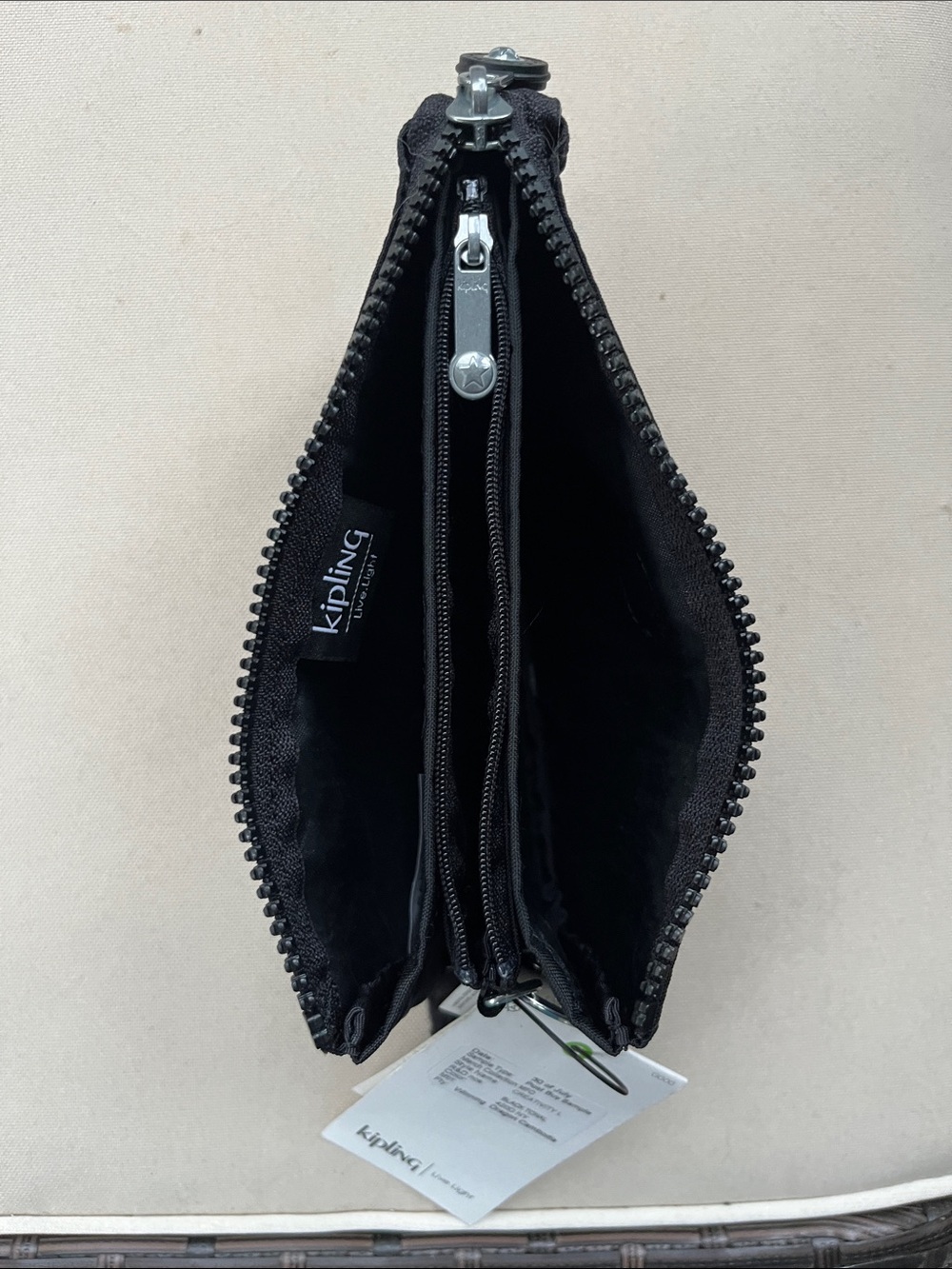 Kipling Black Zip Coin Pouch with Fuzzy Monkey Charm - Picture 7 of 8